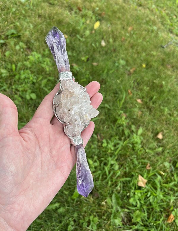 Magical Delights Tooth Amethyst and Quartz Wand (mdw51)