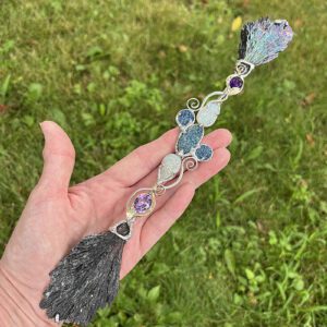 Magical Delights Titanium Kyanite and Druzy Quartz Wand (mdw52)