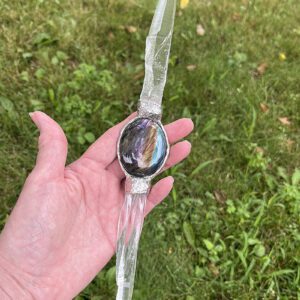 Magical Delights Tabby Plasma Quartz and Labradorite Wand (mdw53)